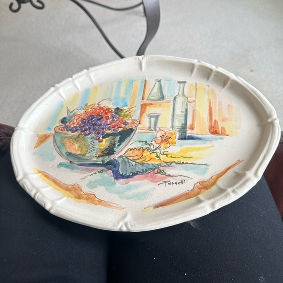 Italian Tutto Mio Oval Platter Artist Signed - Grapes - Picture 4 of 5